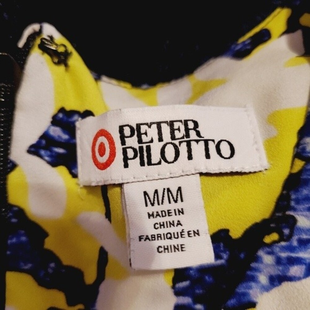 Peter Pilotto Target Yellow Blue white black striped Flower drop waist dress - Picture 5 of 7